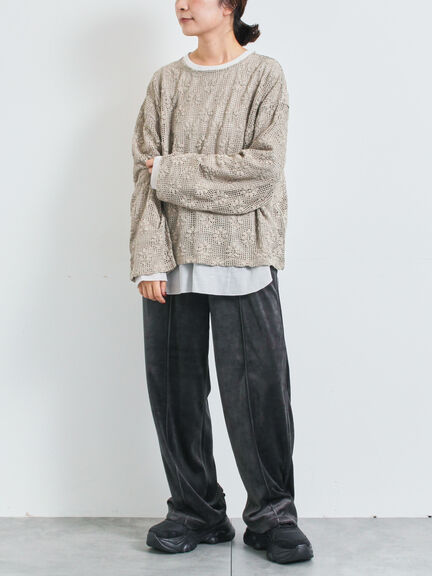 透かし柄ふくれジャカードプルオーバー(グレー/ブラック/キナリ)|SM2(エスエムツー)通販