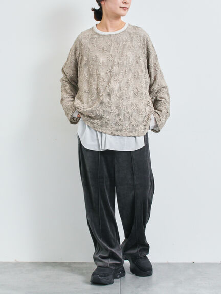 透かし柄ふくれジャカードプルオーバー(グレー/ブラック/キナリ)|SM2(エスエムツー)通販