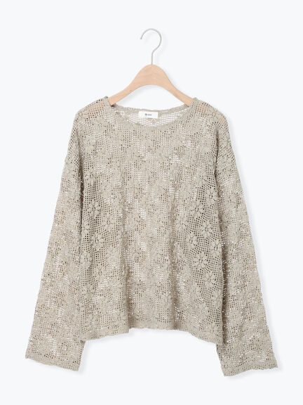 透かし柄ふくれジャカードプルオーバー(グレー/ブラック/キナリ)|SM2(エスエムツー)通販