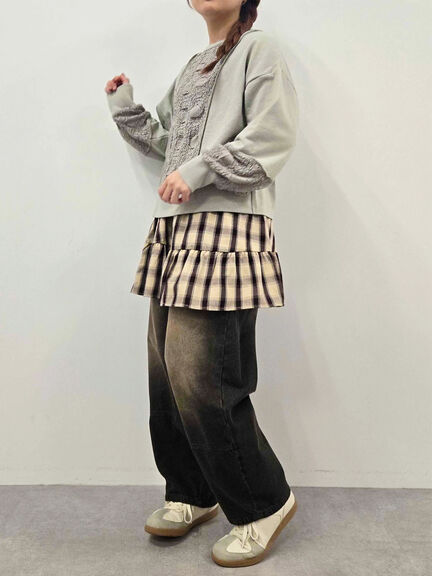 レース切替裏毛プルオーバー(グレー/チャコールグレー/ブラック/ブラウン/キナリ)|SM2(エスエムツー)通販