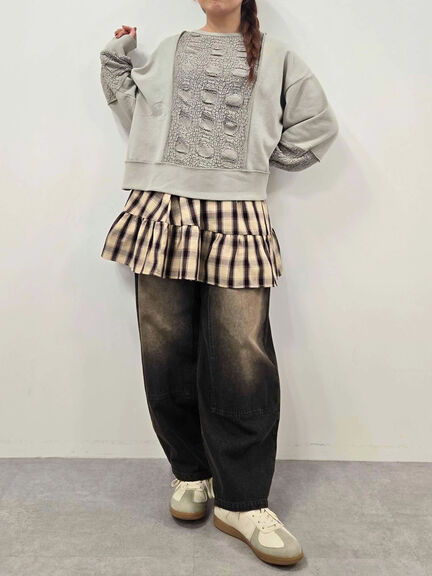 レース切替裏毛プルオーバー(グレー/チャコールグレー/ブラック/ブラウン/キナリ)|SM2(エスエムツー)通販