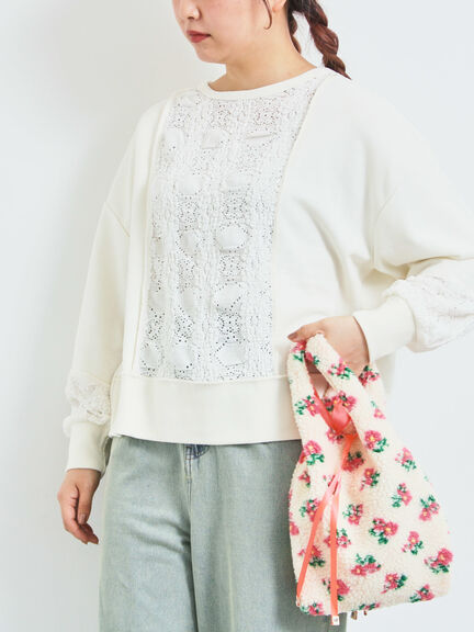 レース切替裏毛プルオーバー(グレー/チャコールグレー/ブラック/ブラウン/キナリ)|SM2(エスエムツー)通販