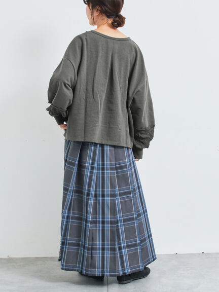 レース切替裏毛プルオーバー(グレー/チャコールグレー/ブラック/ブラウン/キナリ)|SM2(エスエムツー)通販