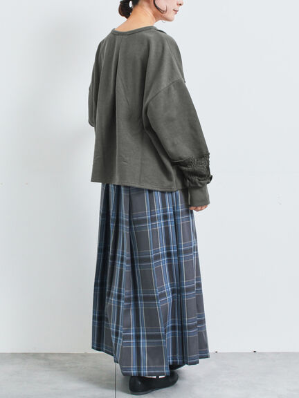 レース切替裏毛プルオーバー(グレー/チャコールグレー/ブラック/ブラウン/キナリ)|SM2(エスエムツー)通販