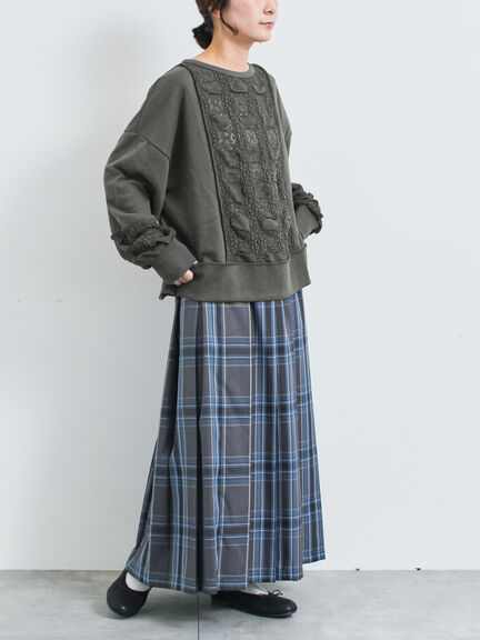 レース切替裏毛プルオーバー(グレー/チャコールグレー/ブラック/ブラウン/キナリ)|SM2(エスエムツー)通販