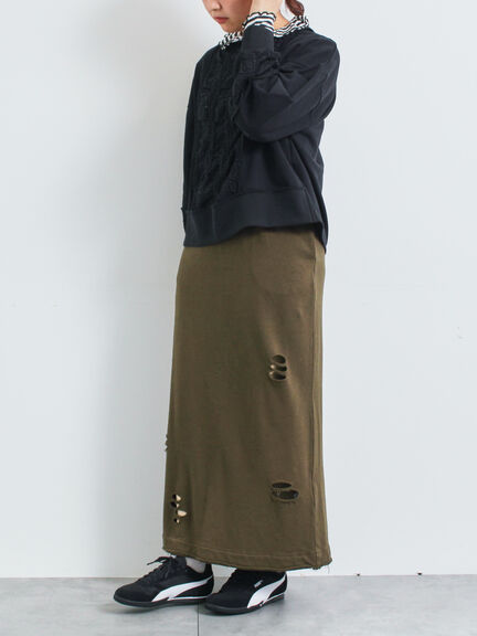 レース切替裏毛プルオーバー(グレー/チャコールグレー/ブラック/ブラウン/キナリ)|SM2(エスエムツー)通販