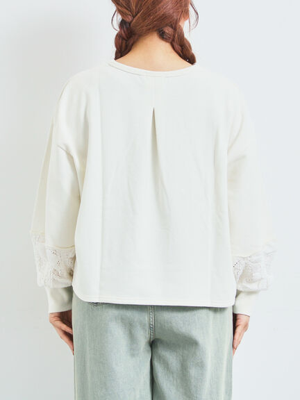 レース切替裏毛プルオーバー(グレー/チャコールグレー/ブラック/ブラウン/キナリ)|SM2(エスエムツー)通販