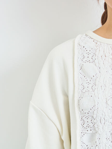 レース切替裏毛プルオーバー(グレー/チャコールグレー/ブラック/ブラウン/キナリ)|SM2(エスエムツー)通販