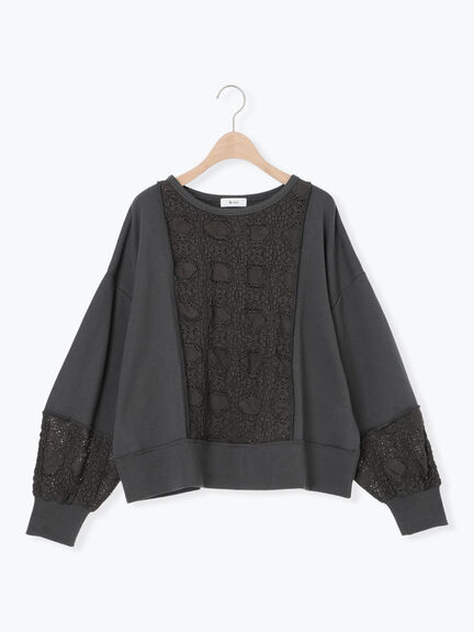 レース切替裏毛プルオーバー(グレー/チャコールグレー/ブラック/ブラウン/キナリ)|SM2(エスエムツー)通販