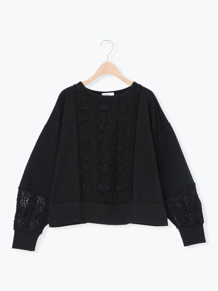 レース切替裏毛プルオーバー(グレー/チャコールグレー/ブラック/ブラウン/キナリ)|SM2(エスエムツー)通販