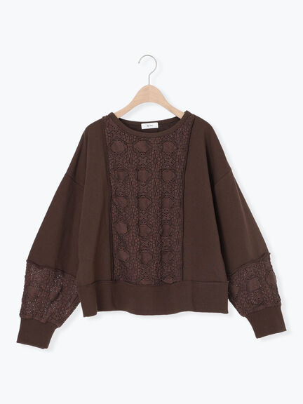 レース切替裏毛プルオーバー(グレー/チャコールグレー/ブラック/ブラウン/キナリ)|SM2(エスエムツー)通販