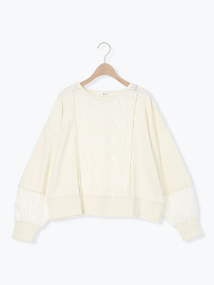 レース切替裏毛プルオーバー(グレー/チャコールグレー/ブラック/ブラウン/キナリ)|SM2(エスエムツー)通販