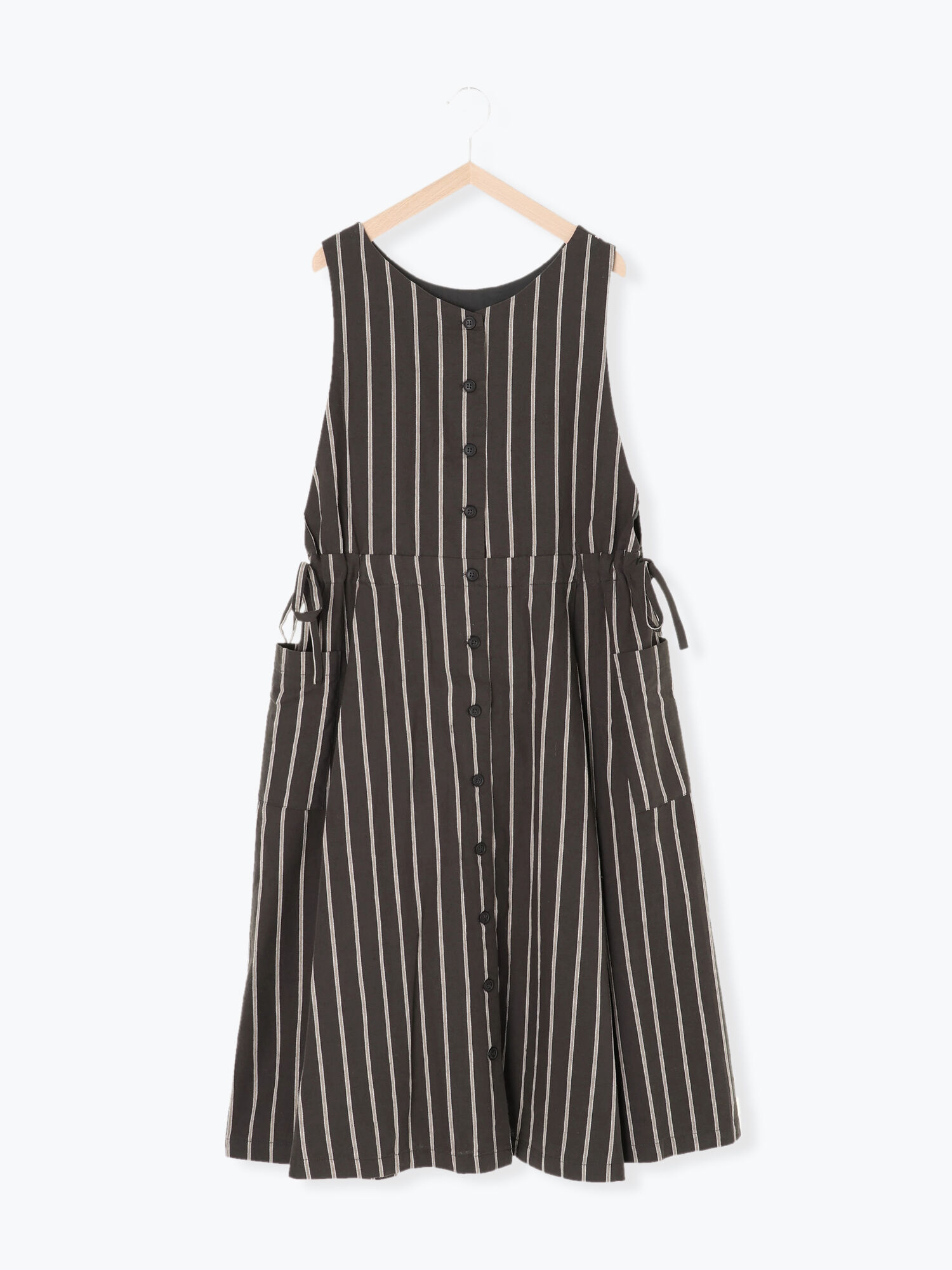期間限定 サイドリボン前後着ストライプジャンスカ チャコールグレー ベージュ キナリ ワンピース Sm2 サマンサ モスモス 公式通販