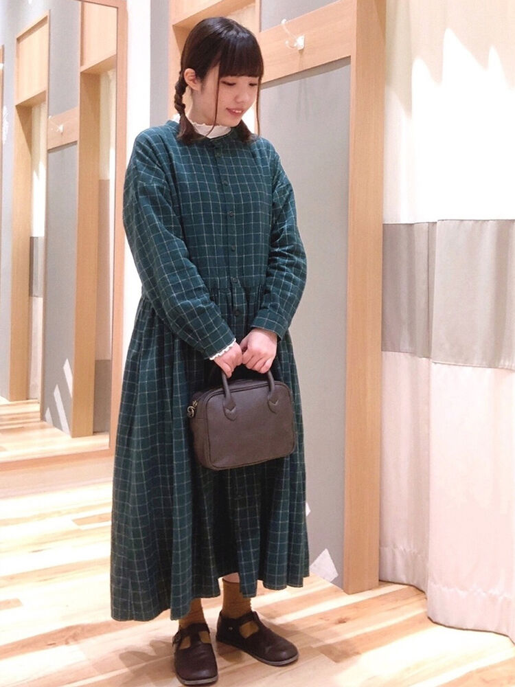 スタンドネックチェックワンピース レッド キャメル グリーン ワンピース Sm2 サマンサ モスモス 公式通販