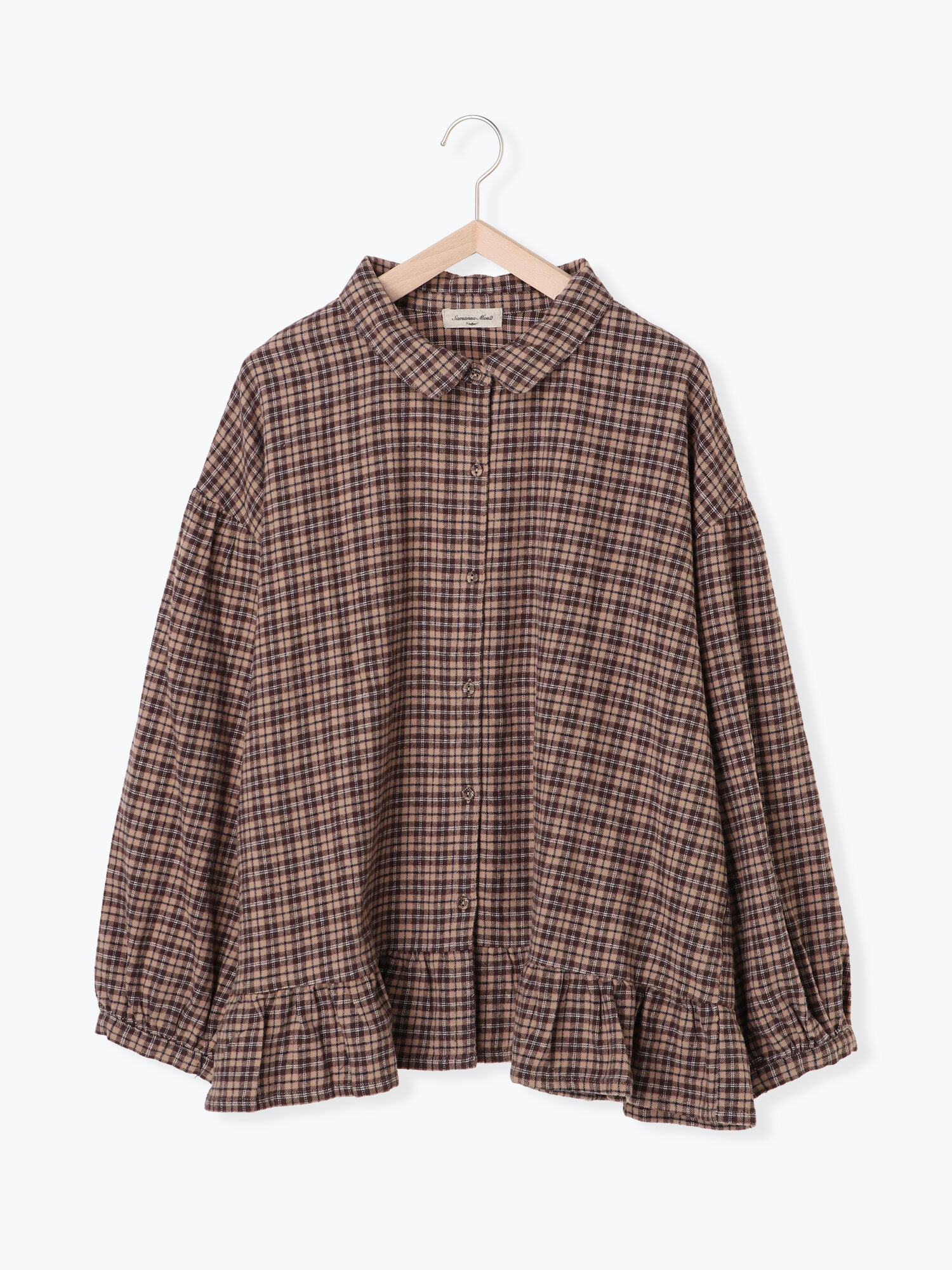 セール 裾フリルチェックブラウス ベージュ ブラウン ネイビー トップス Sm2 サマンサ モスモス 公式通販