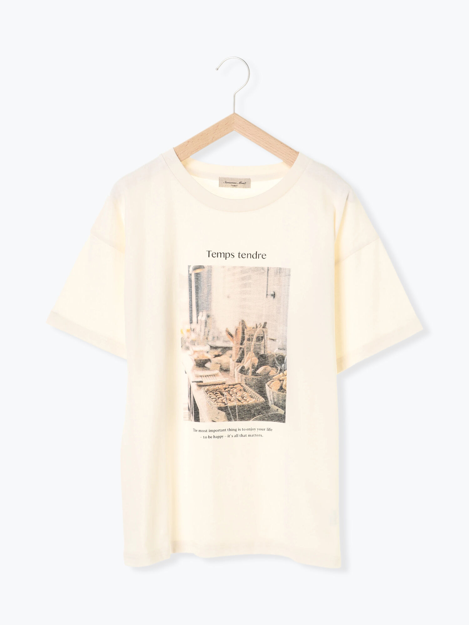 セール パン転写プリントtシャツ オフホワイト チャコールグレー ブラウン キナリ トップス Sm2 サマンサ モスモス 公式通販