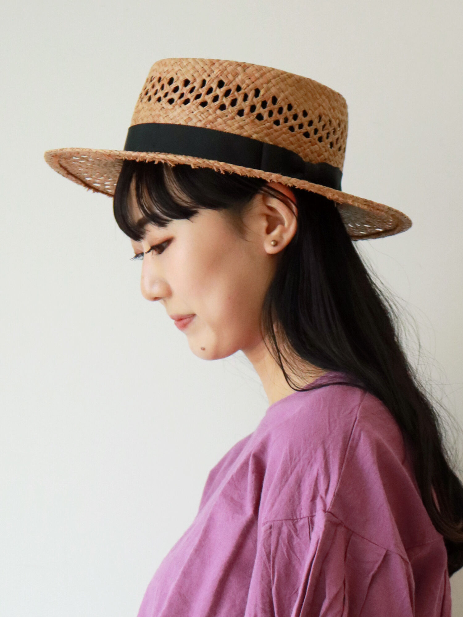 セール 透かし編みカンカン帽 ブラック アクセサリー ハット 帽子 Sm2 サマンサ モスモス 公式通販