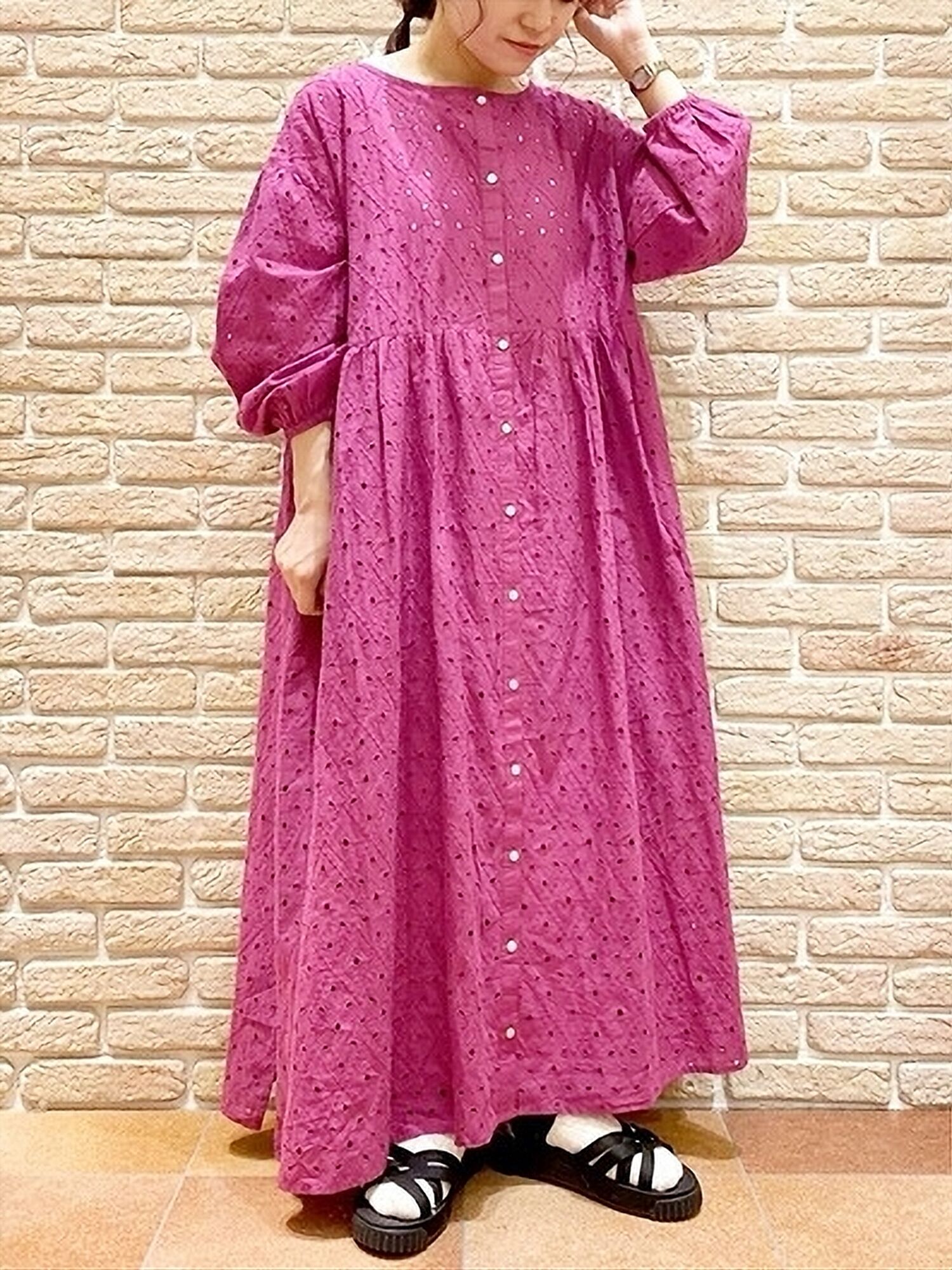 セール 総刺繍前後着ワンピース オフホワイト ピンク ブラウン グリーン ワンピース Sm2 サマンサ モスモス 公式通販