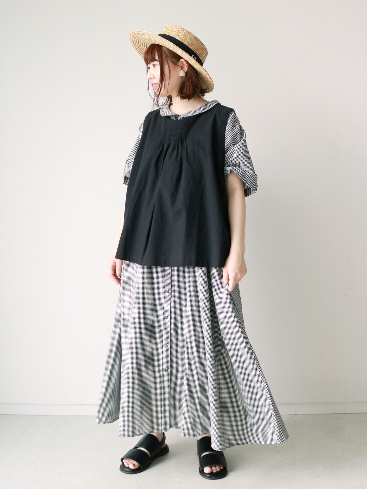 セール ギンガムチェックシャツワンピ ブラック レッド ネイビー ワンピース Sm2 サマンサ モスモス 公式通販