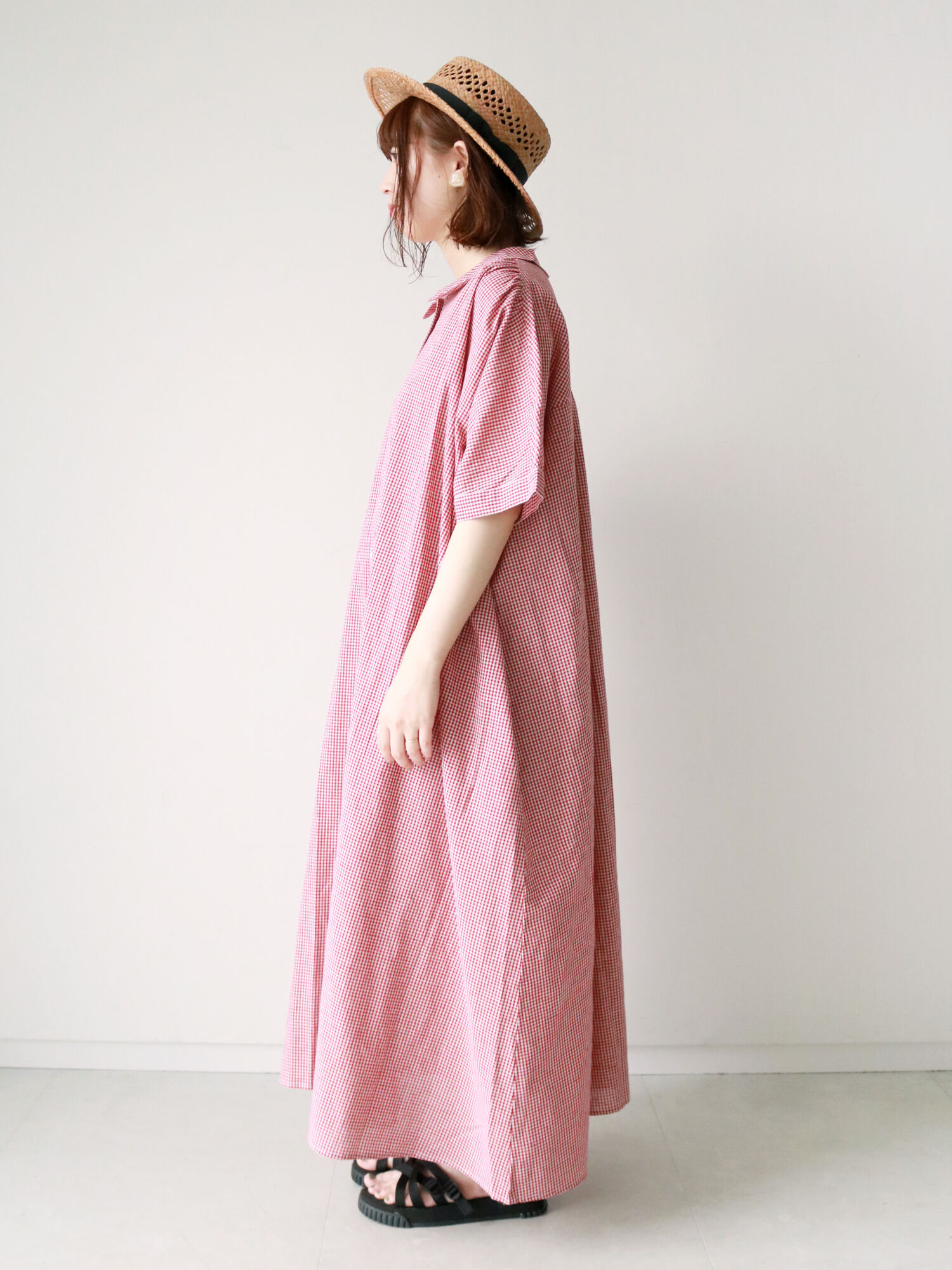 セール ギンガムチェックシャツワンピ ブラック レッド ネイビー ワンピース Sm2 サマンサ モスモス 公式通販