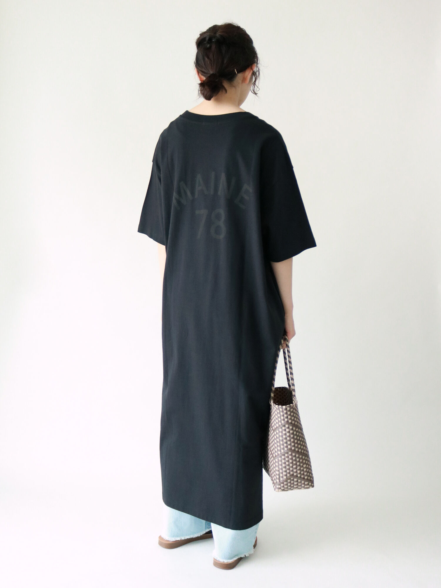 セール ナンバープリントtシャツワンピ ブラック ベージュ グリーン パープル ワンピース Sm2 サマンサ モスモス 公式通販