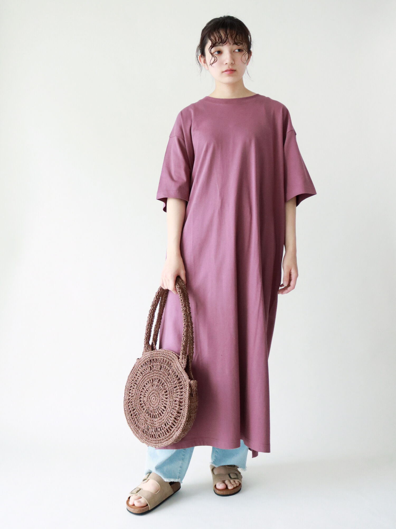 セール ナンバープリントtシャツワンピ ブラック ベージュ グリーン パープル ワンピース Sm2 サマンサ モスモス 公式通販