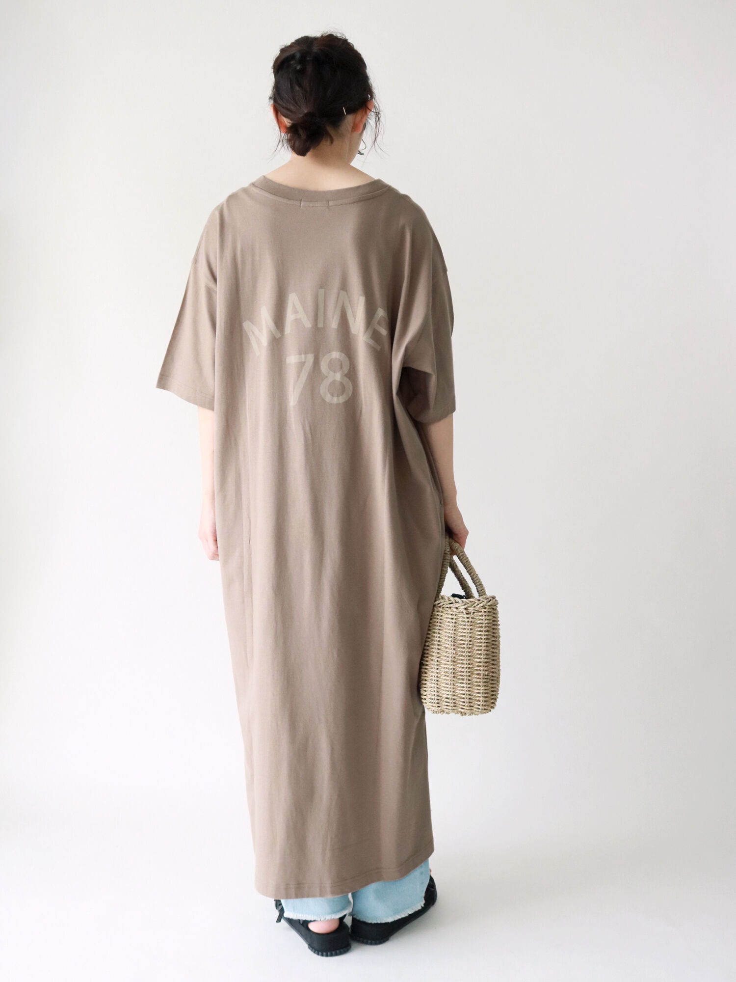 セール ナンバープリントtシャツワンピ ブラック ベージュ グリーン パープル ワンピース Sm2 サマンサ モスモス 公式通販