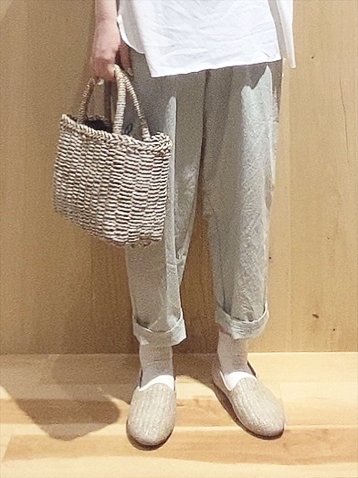 セール 綿麻ストレッチテーパードパンツ マスタード グリーン パープル キナリ ボトムス Sm2 サマンサ モスモス 公式通販