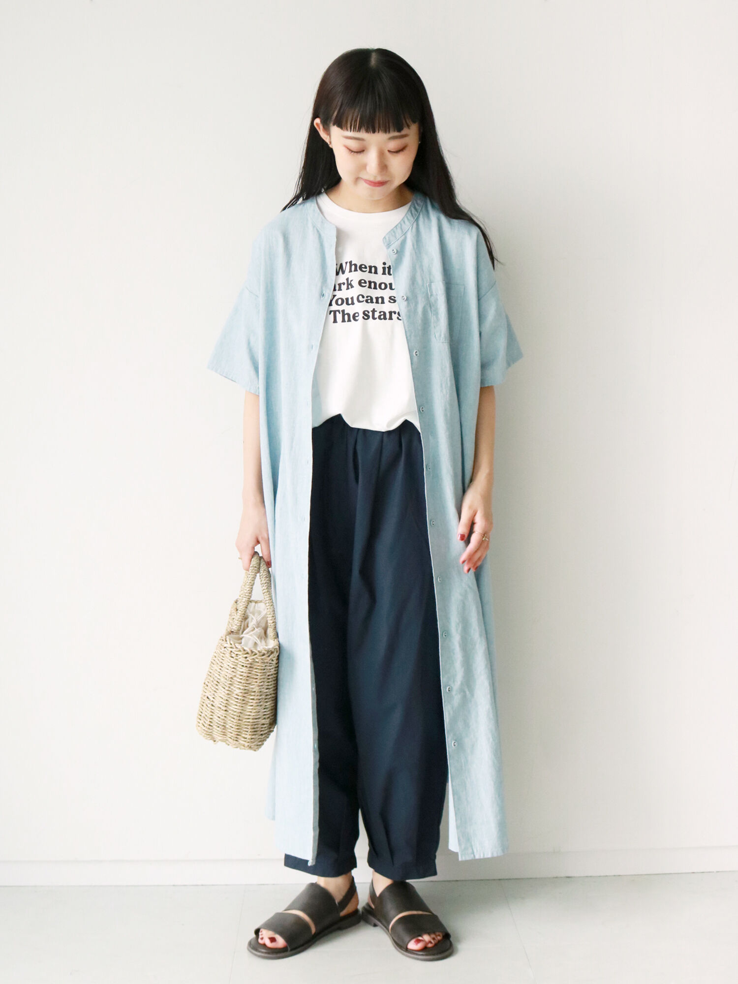 セール クールコットン 柄アソートワンピース オフホワイト チャコールグレー グリーン サックスブルー ブルー ワンピース Sm2 サマンサ モスモス 公式通販