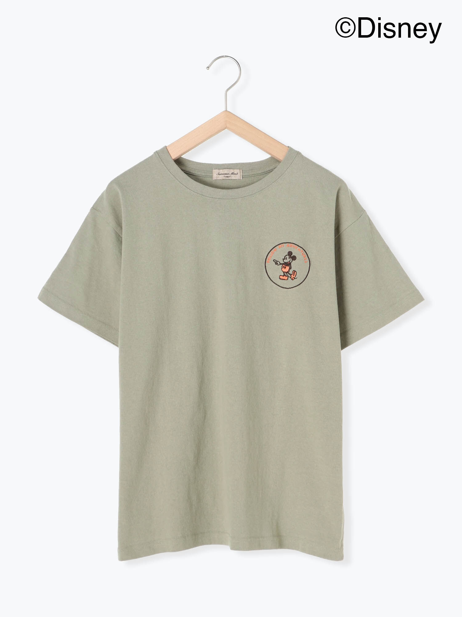 セール Disney ミッキー 胸元刺繍tシャツ チャコールグレー ピンク カーキ キナリ トップス Sm2 サマンサ モスモス 公式通販
