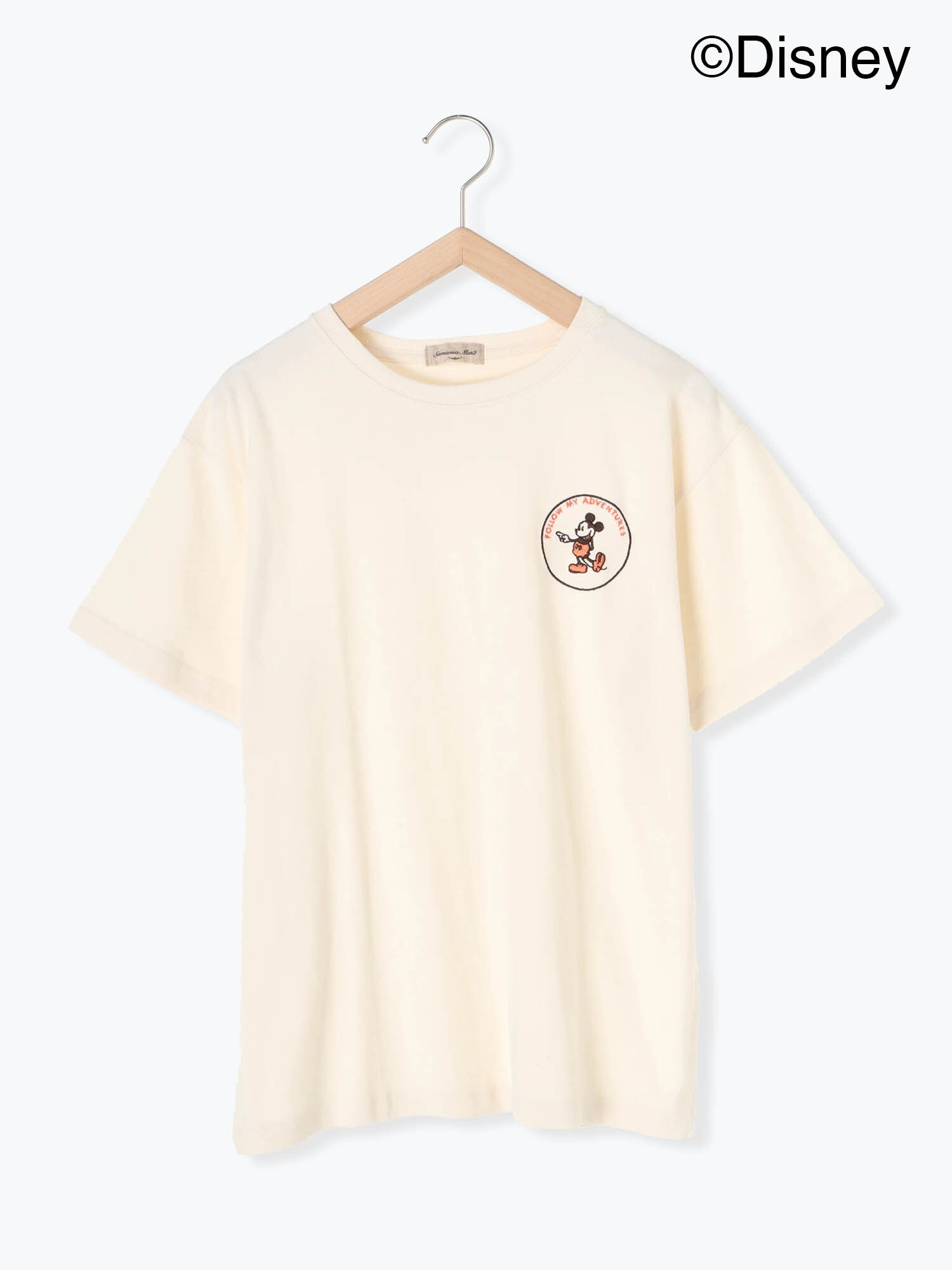 セール Disney ミッキー 胸元刺繍tシャツ チャコールグレー ピンク カーキ キナリ トップス Sm2 サマンサ モスモス 公式通販