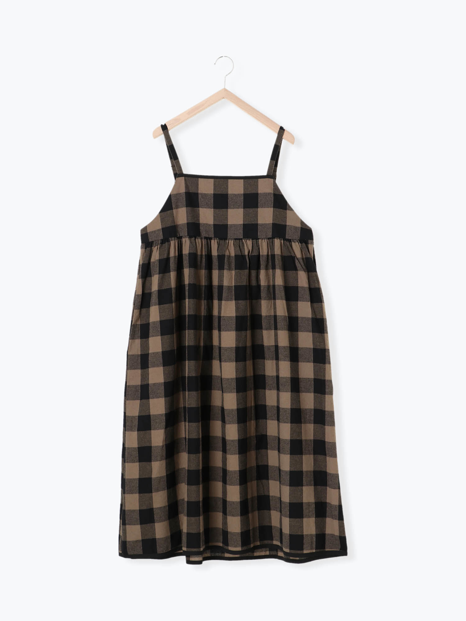 セール 綿麻ギンガムチェックキャミワンピ ブラック ベージュ カーキ ブルー ワンピース Sm2 サマンサ モスモス 公式通販