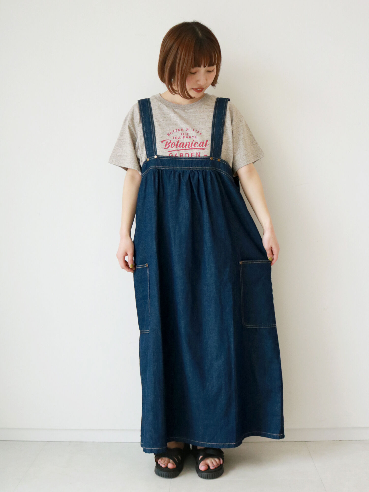 セール 綿麻デニムジャンパースカート ブルー ネイビー ワンピース Sm2 サマンサ モスモス 公式通販