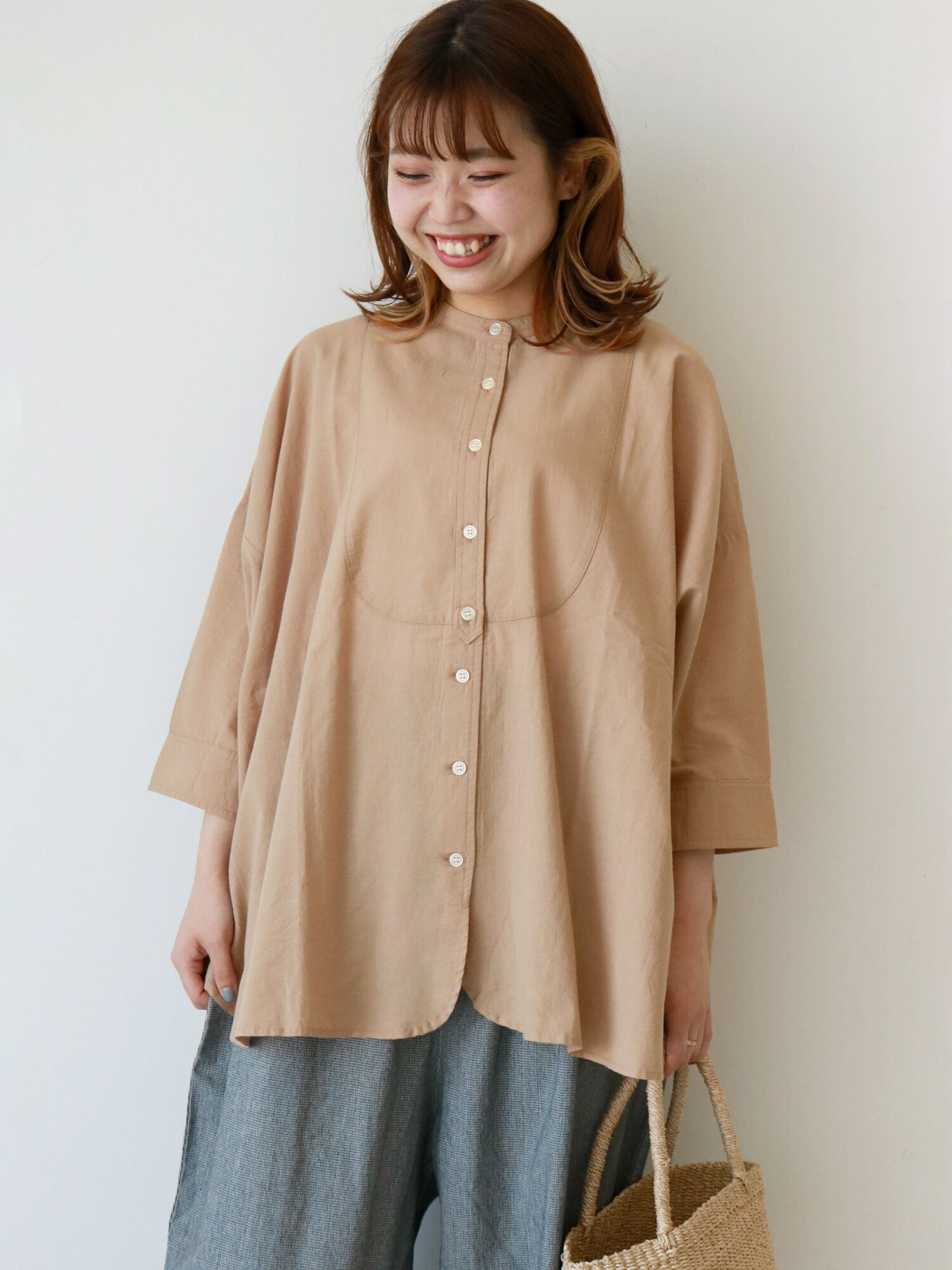 セール バンドカラードルマンスリーブブラウス オフホワイト チャコールグレー ブラック ベージュ トップス Sm2 サマンサ モスモス 公式通販