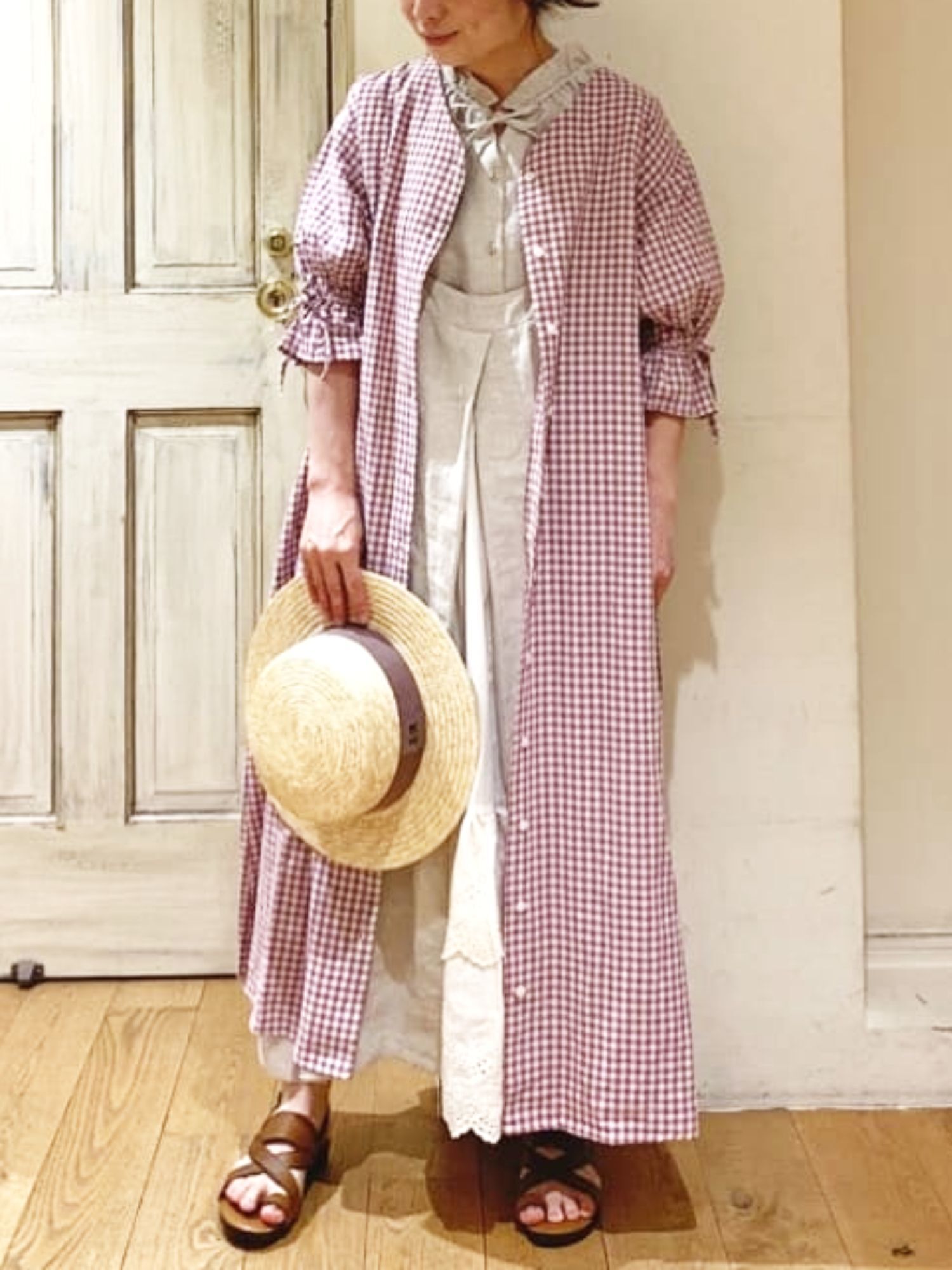 セール ギンガムキャンディースリーブワンピース チャコールグレー ブラック ミント ラベンダー ワンピース Sm2 サマンサ モスモス 公式通販