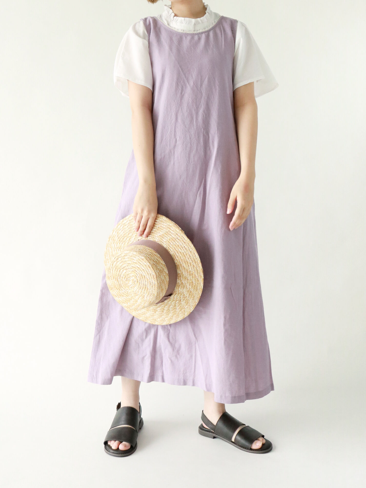 セール 前後着ノースリーブワンピース ブラック ベージュ モカ グリーン ラベンダー ワンピース Sm2 サマンサ モスモス 公式通販