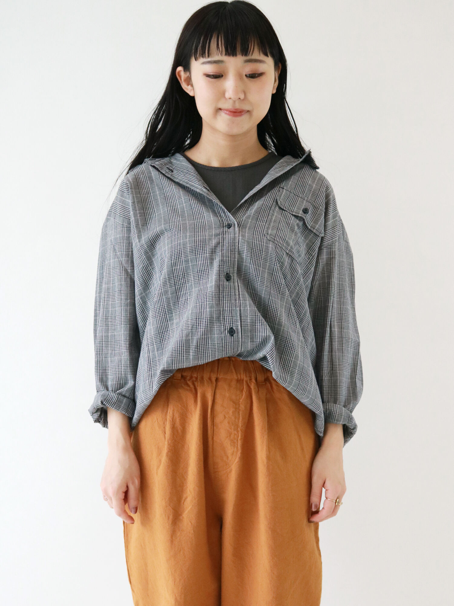 柄アソート衿ワイヤーシャツ ブラック オレンジ ブラウン カーキ ブルー キナリ トップス Sm2 サマンサ モスモス 公式通販