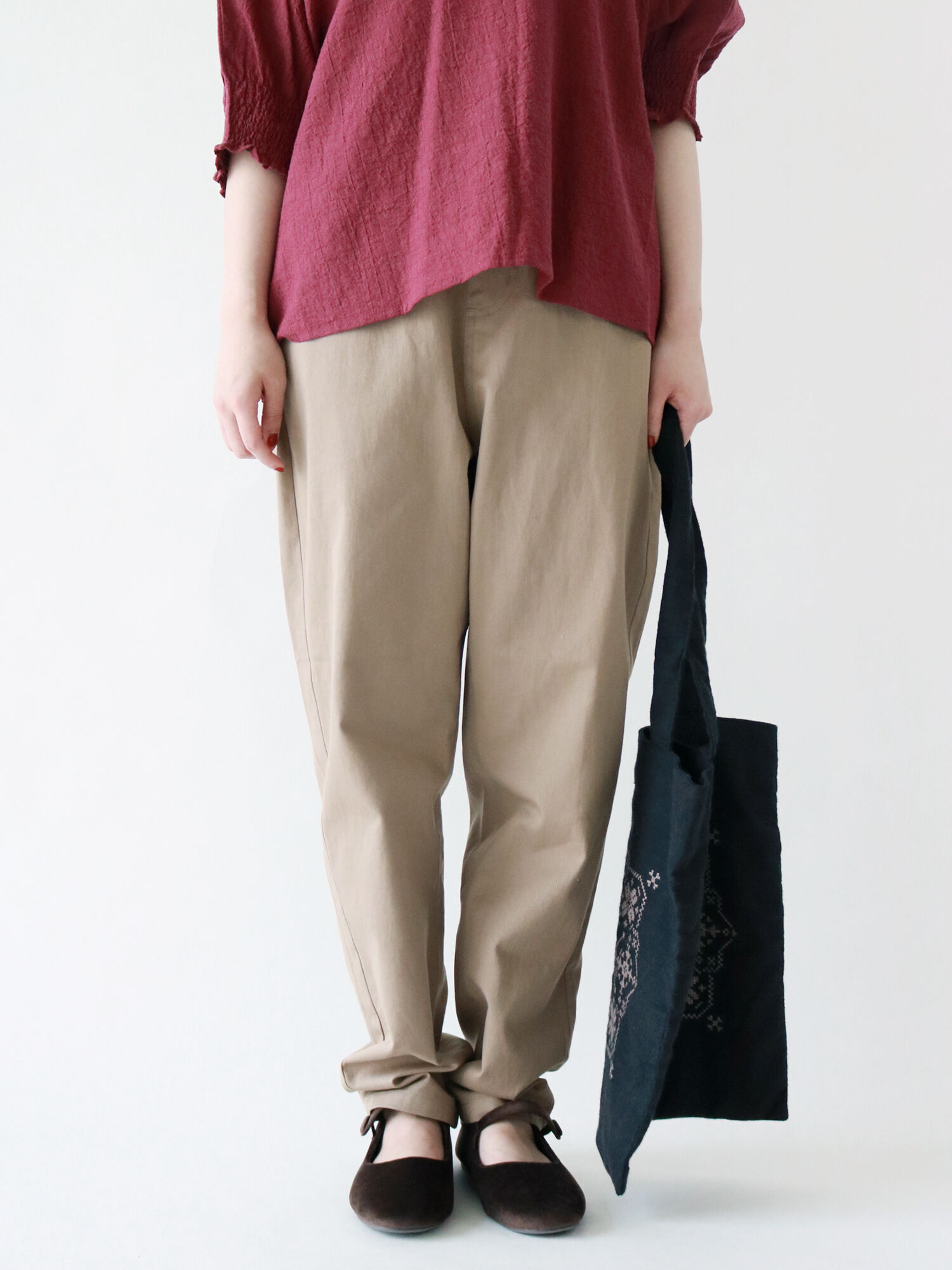 セール 細見えラインテーパードパンツ チャコールグレー ピンク ベージュ ボトムス Sm2 サマンサ モスモス 公式通販