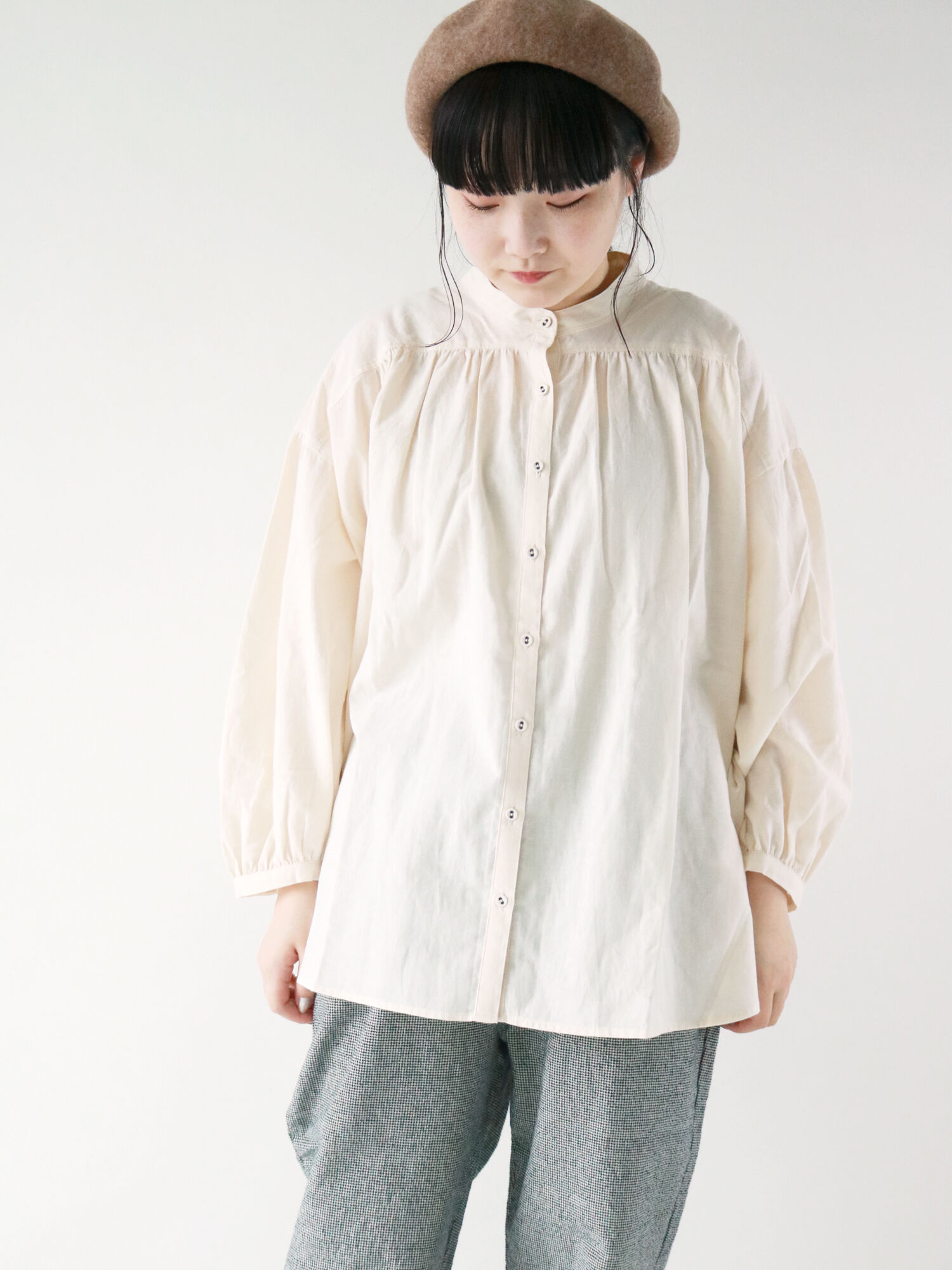 セール ギャザー前開きブラウス ベージュ ブラウン ネイビー キナリ トップス Sm2 サマンサ モスモス 公式通販