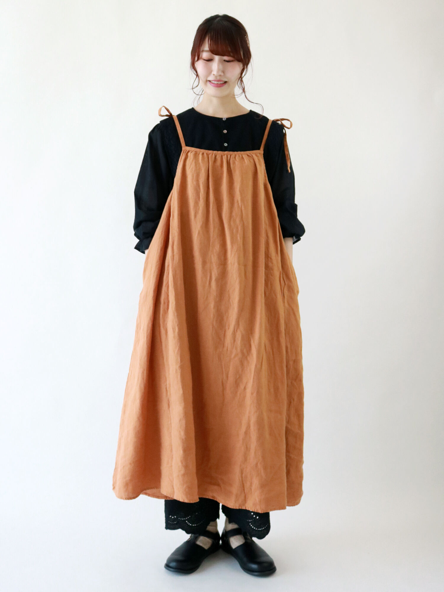 リネン前後着キャミソールワンピース Only Shop Limited ブラック オレンジ ネイビー キナリ ワンピース Sm2 サマンサ モスモス 公式通販