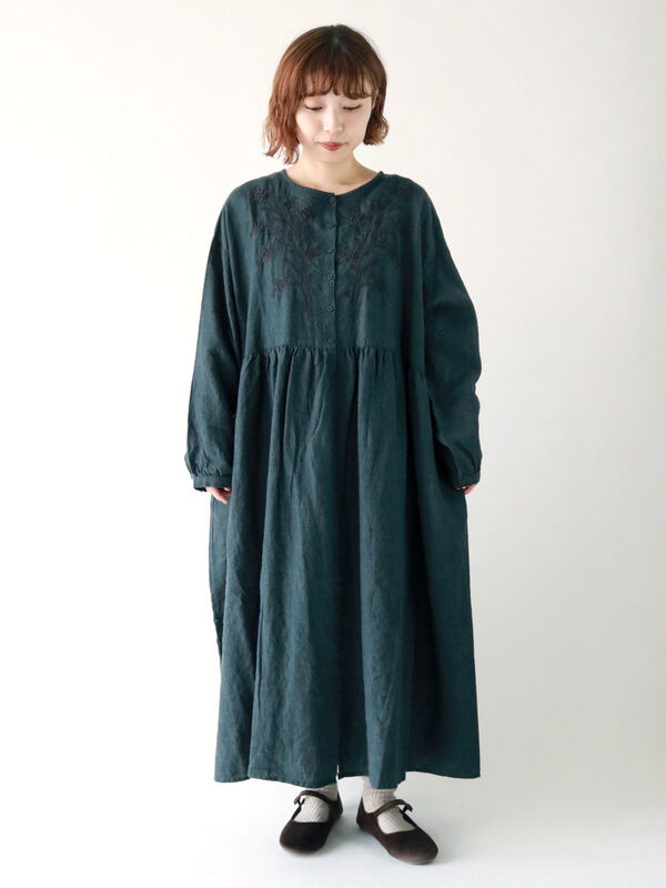 高質 サマンサモスモス35th【Slowlinen】刺繍ワンピース - ロング ...