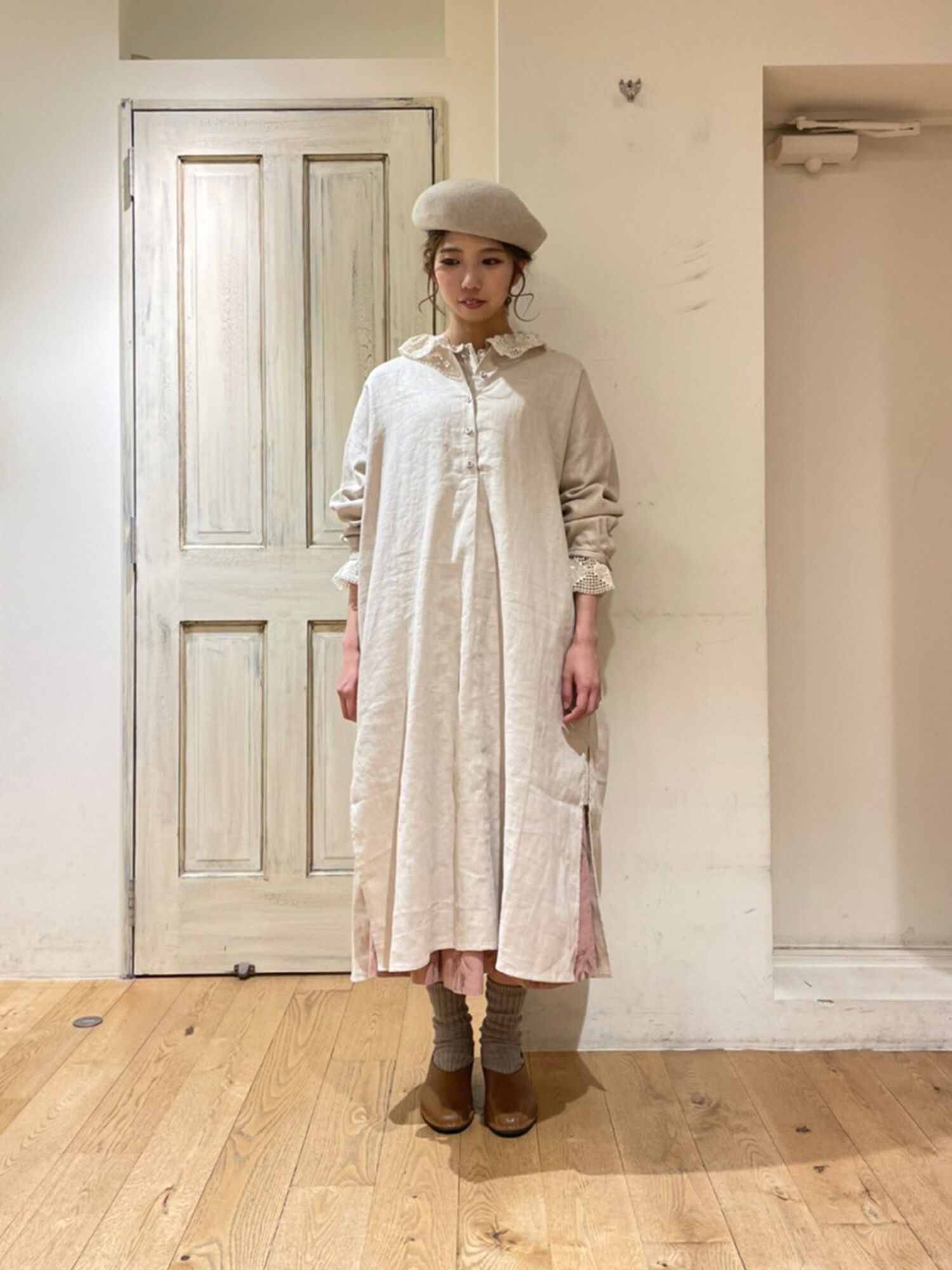 マオカラーワンピース 立川ルミネ限定 ブラック ベージュ マスタード キナリ ワンピース Sm2 サマンサ モスモス 公式通販