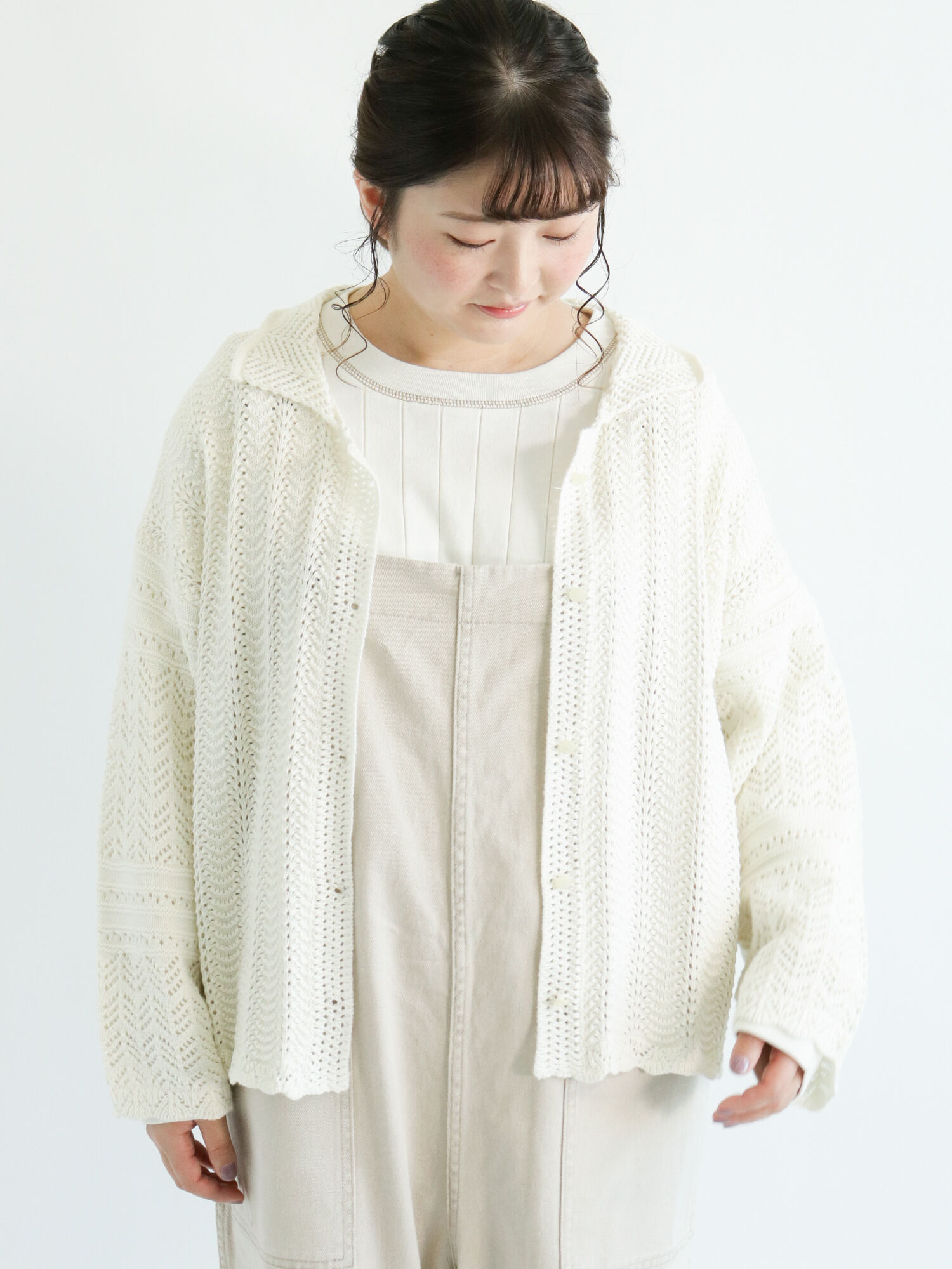 セール 透かしニットカーディガン オフホワイト ベージュ ミント トップス カーディガン Sm2 サマンサ モスモス 公式通販