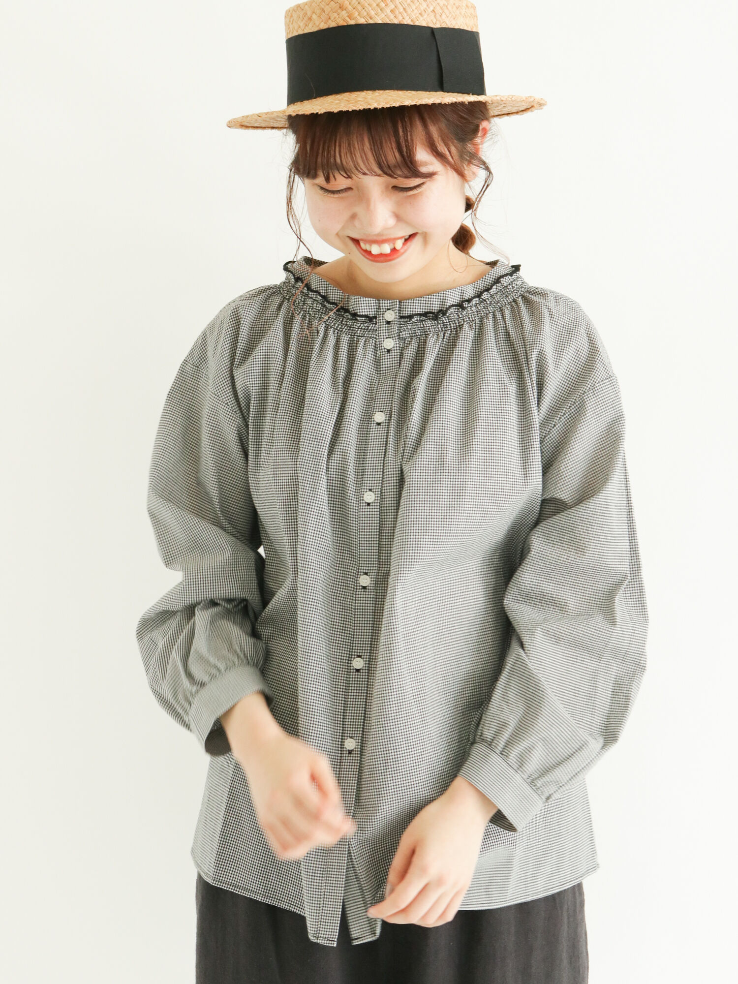 サッカーギンガム前後2wayブラウス ブラック レッド ベージュ サックスブルー トップス シャツ ブラウス Sm2 サマンサ モスモス 公式通販