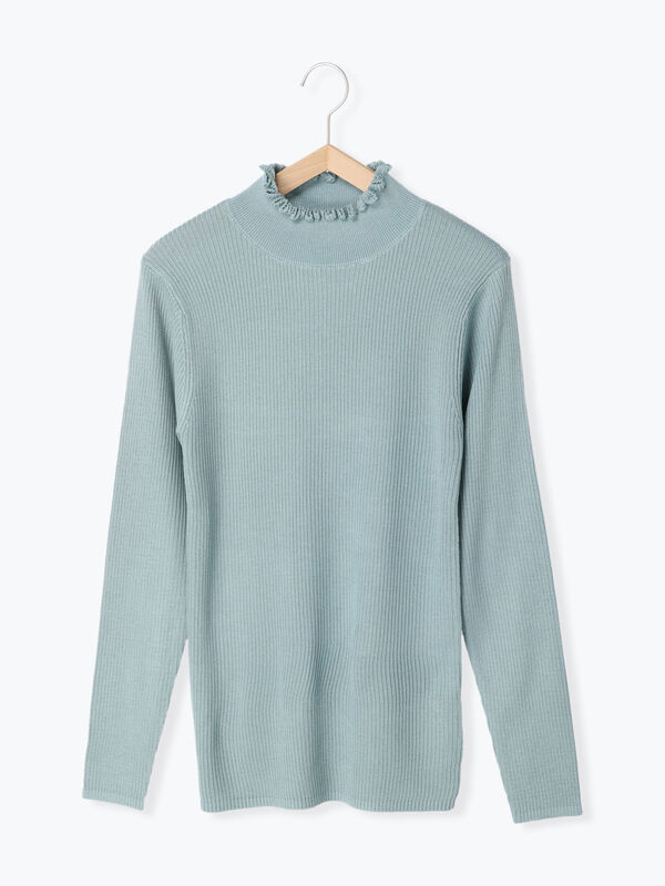 【マシンウォッシャブル】フリルリブタートルネックニット（ブルー）｜Samansa Mos2（サマンサ モスモス）通販