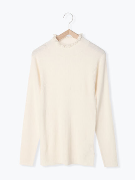 【マシンウォッシャブル】フリルリブタートルネックニット（オフホワイト/チャコールグレー/ブルー/パープル）｜Samansa Mos2（サマンサ モスモス）通販