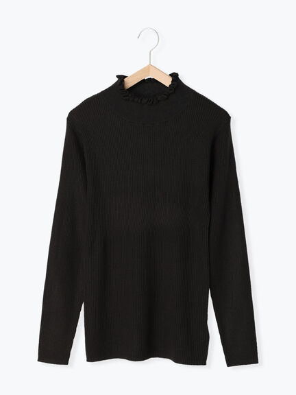 【マシンウォッシャブル】フリルリブタートルネックニット（オフホワイト/チャコールグレー/ブルー/パープル）｜Samansa Mos2（サマンサ モスモス）通販