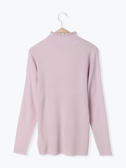 【マシンウォッシャブル】フリルリブタートルネックニット（オフホワイト/チャコールグレー/ブルー/パープル）｜Samansa Mos2（サマンサ モスモス）通販