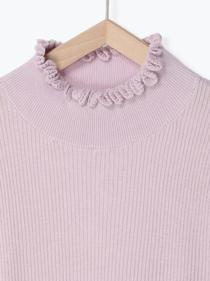 【マシンウォッシャブル】フリルリブタートルネックニット（オフホワイト/チャコールグレー/ブルー/パープル）｜Samansa Mos2（サマンサ モスモス）通販