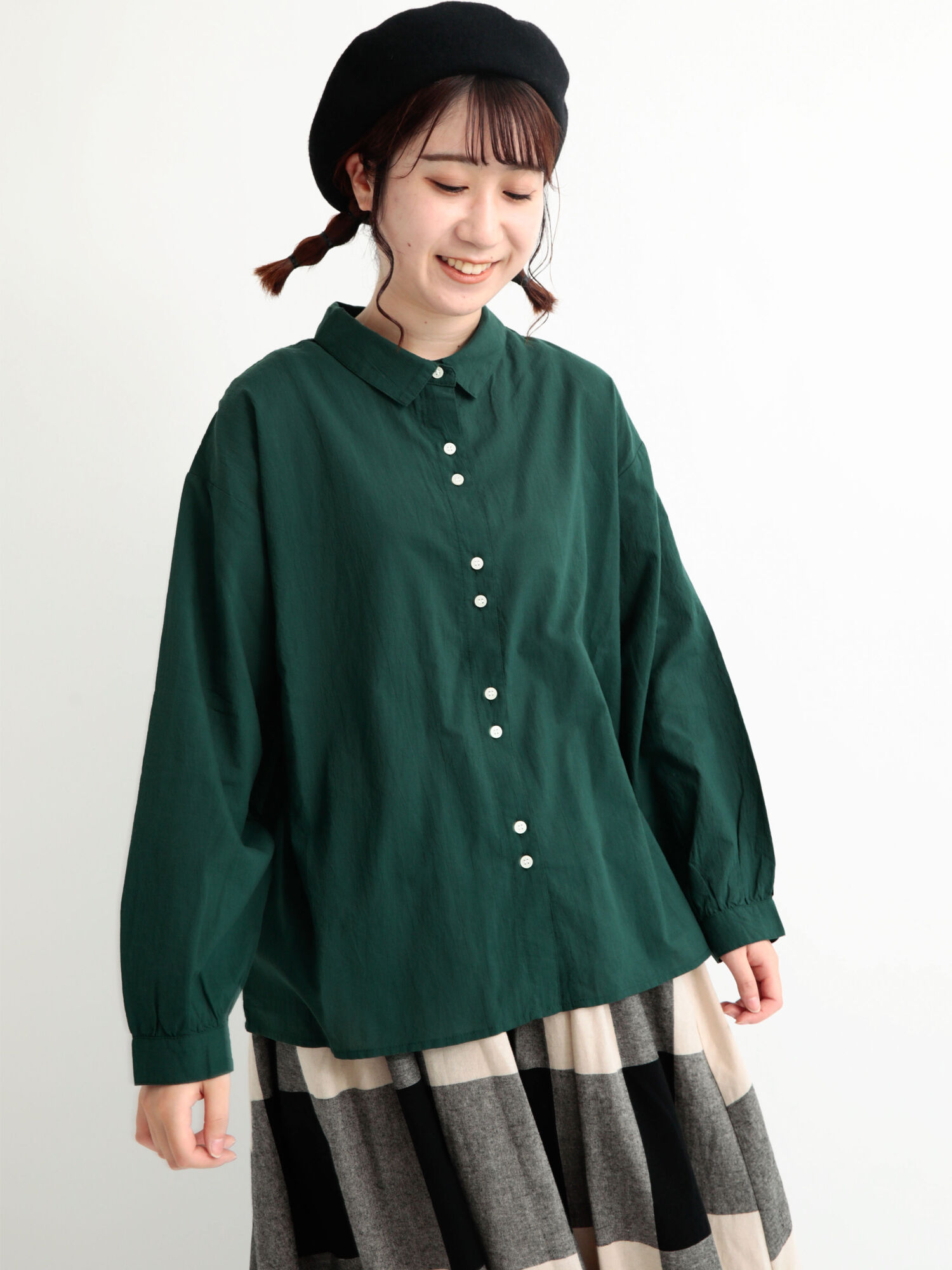 サンドウォッシュ並びボタン前開きシャツ チャコールグレー レッド グリーン キナリ トップス シャツ ブラウス Sm2 サマンサ モスモス 公式通販